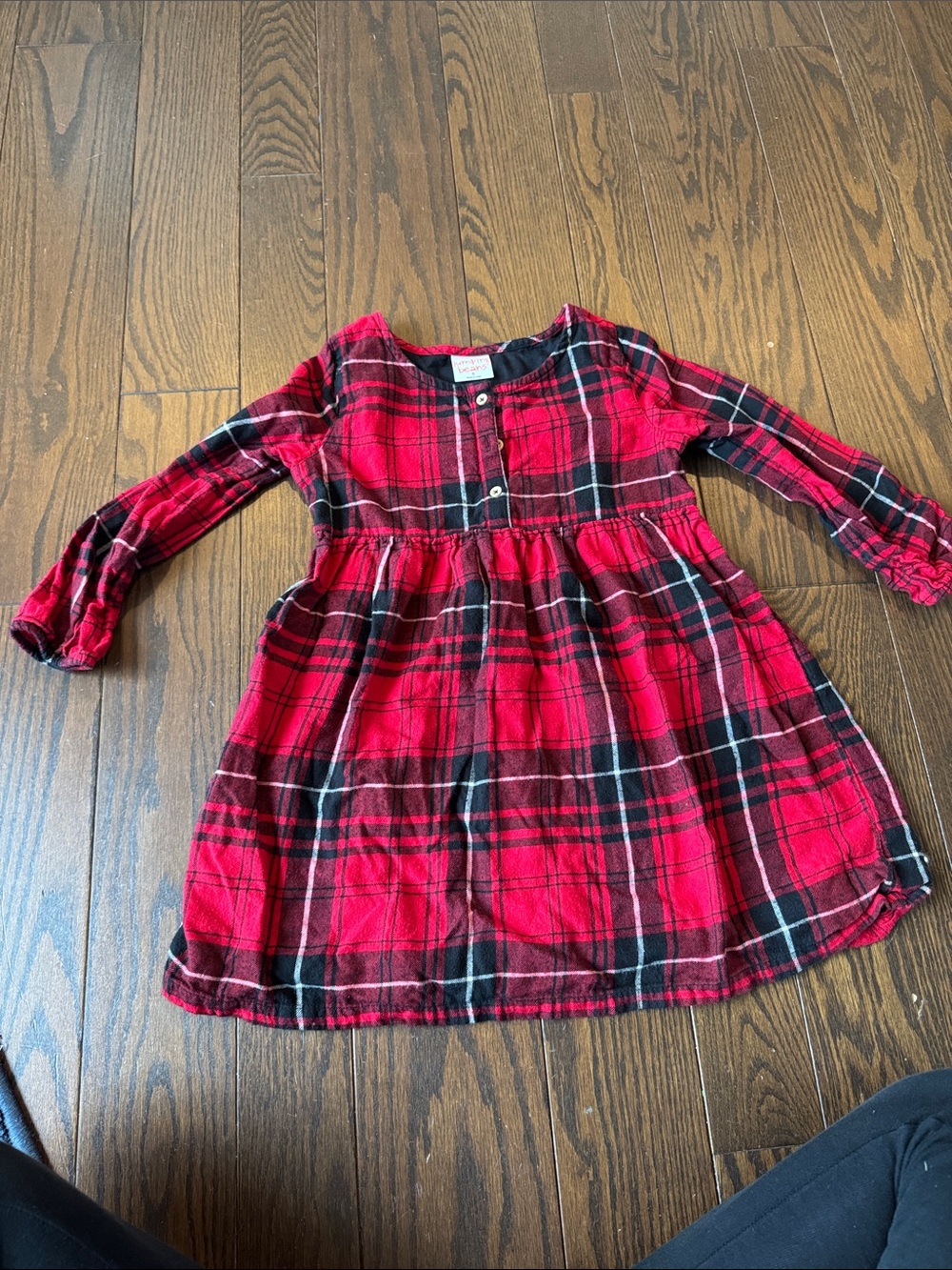 Fall Staple Girls Red & Black Plaid Long-Sleeve Dress